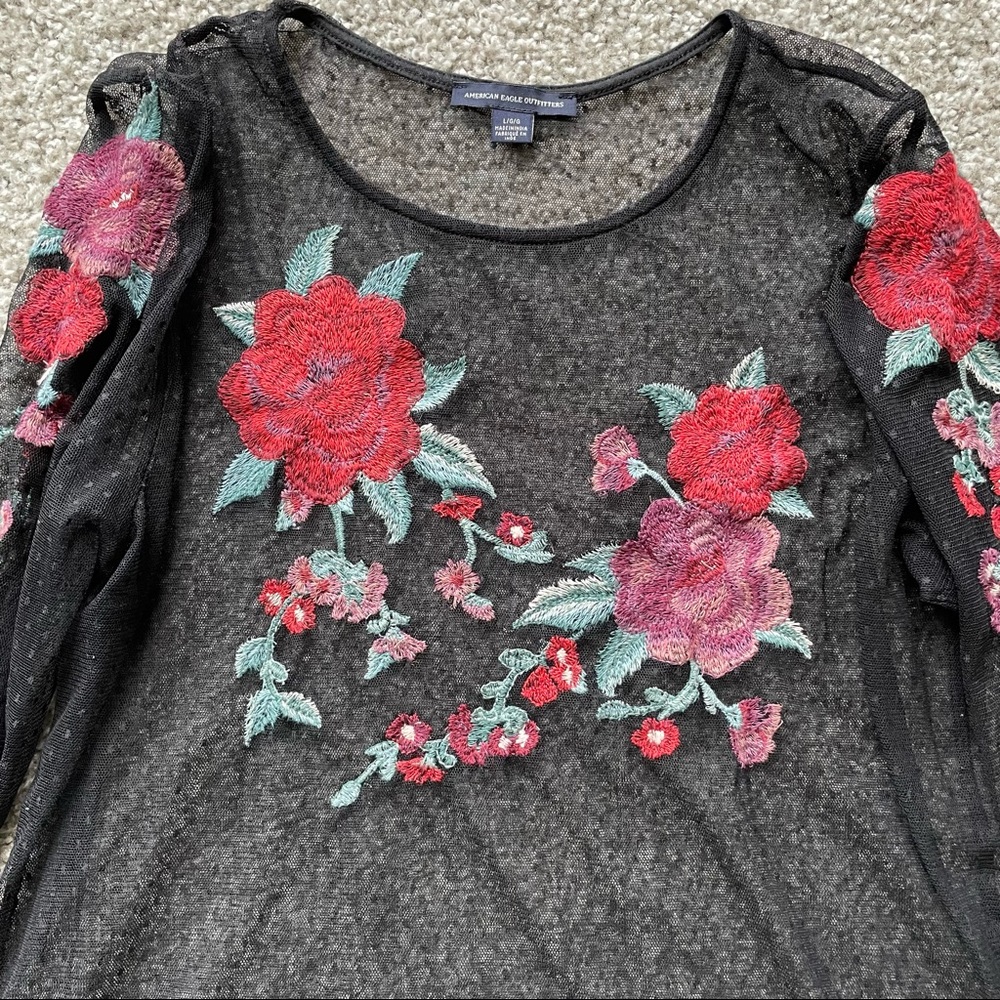 Floral Mesh Top - Picture 3 of 4